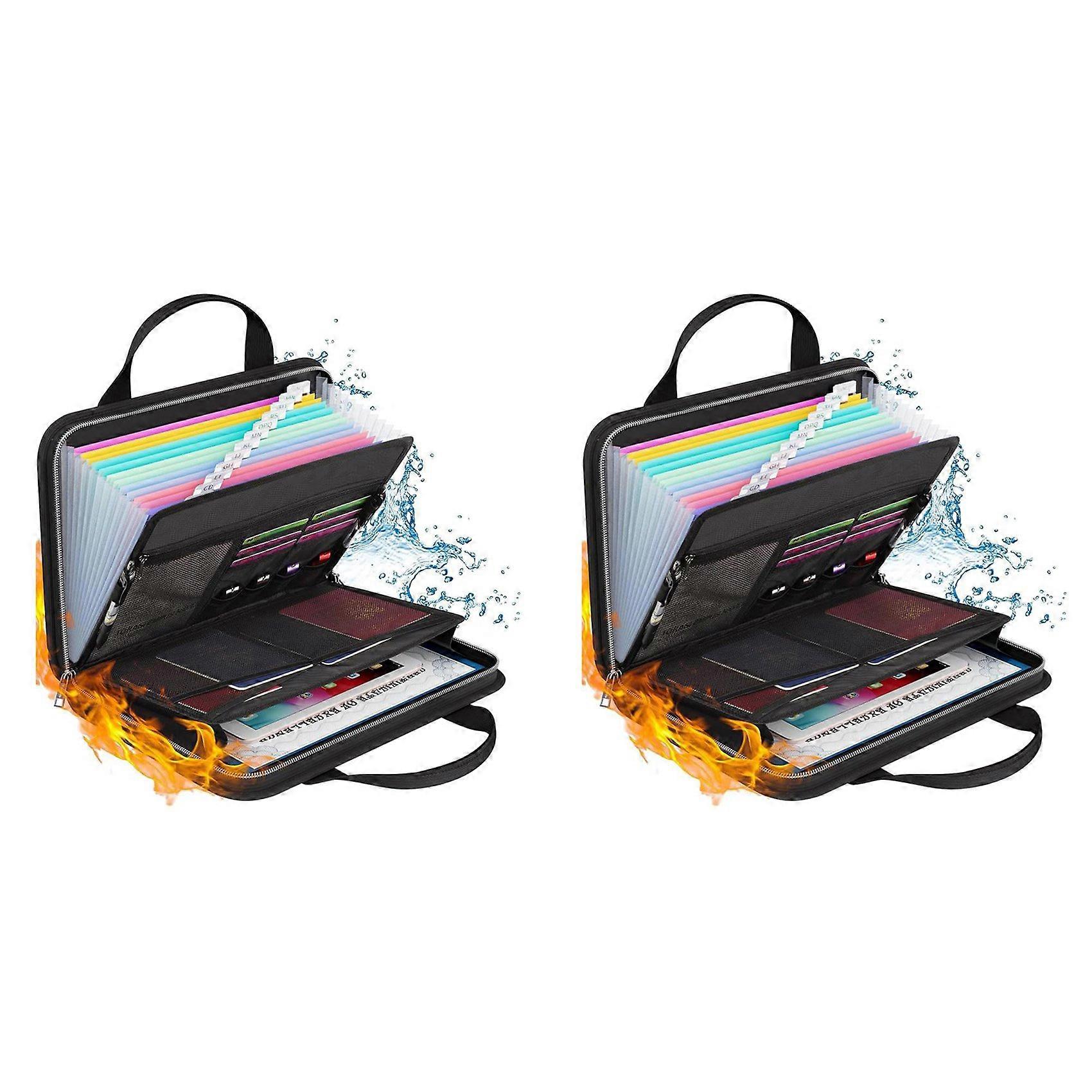 2X Accordion File Organizer, Waterproof Fireproof 14.6x10.2in File Organizer with 12 Folder for Academic, Business