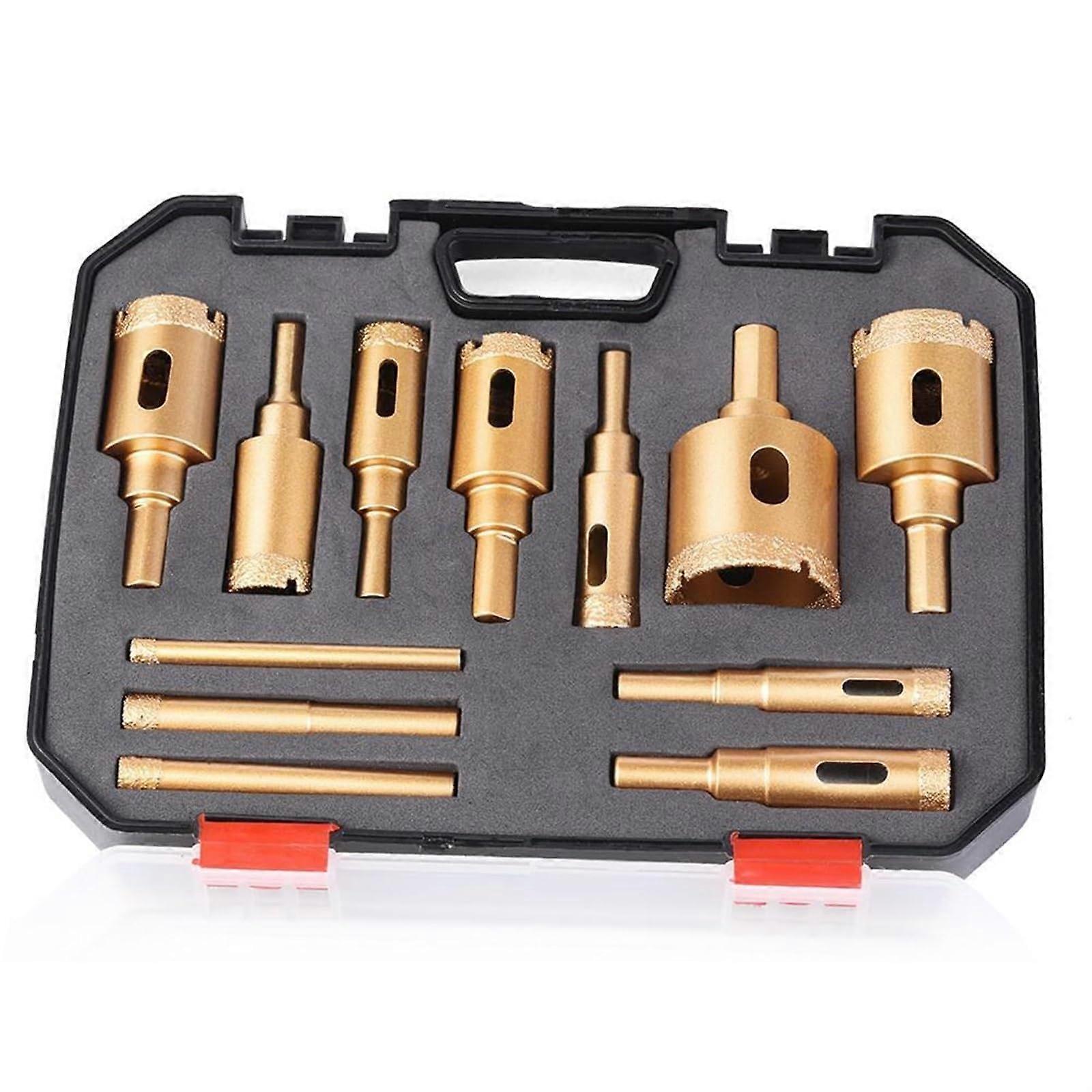M10 Diamond Drill Bit Set For Stone And Tile, 12Piece Reaming Bits For Ceramic Tile Marble Granite Hole Opener