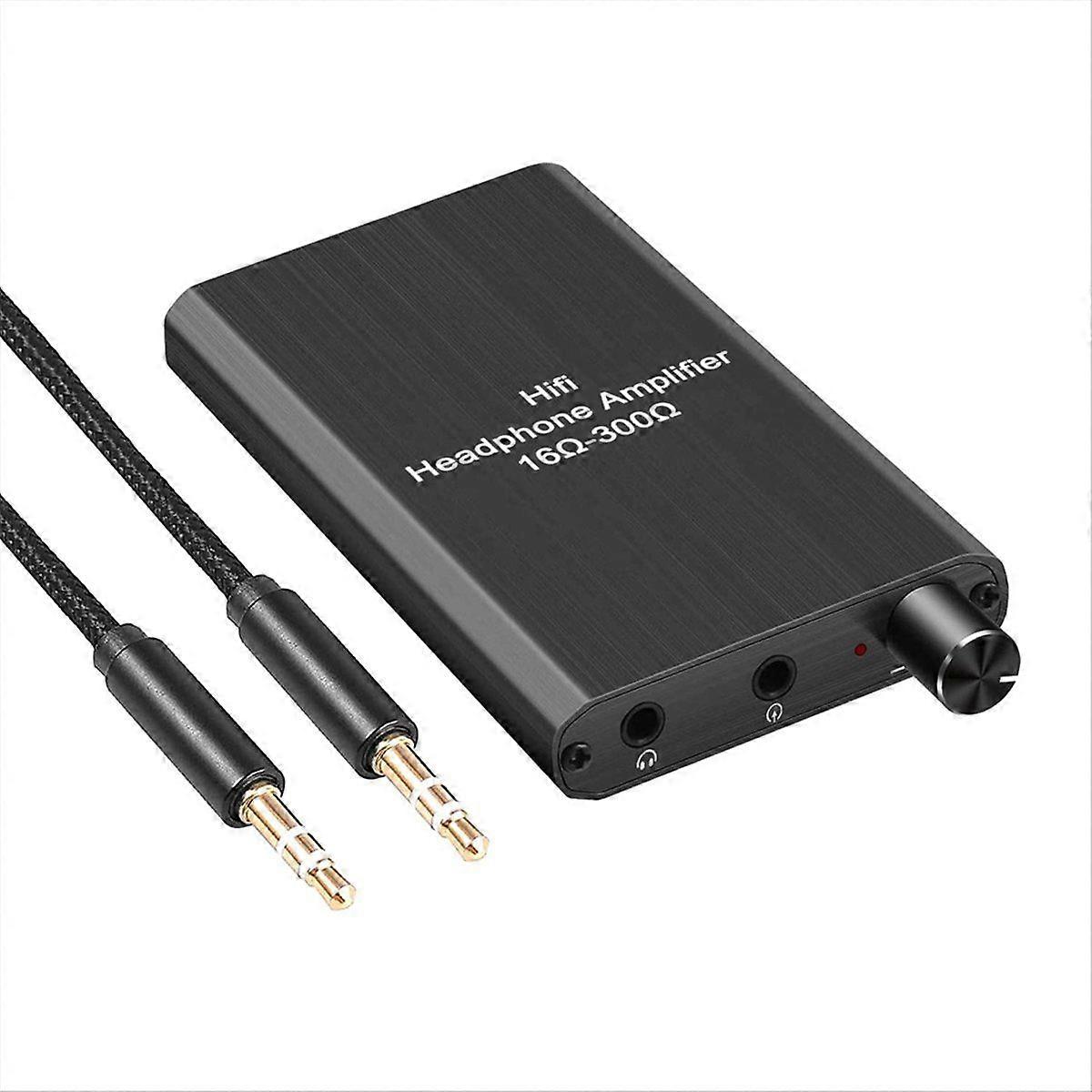 Portable Headphone Amplifier, 3.5mm Stereo Audio in/Out Support Volume Control with GAIN Switch