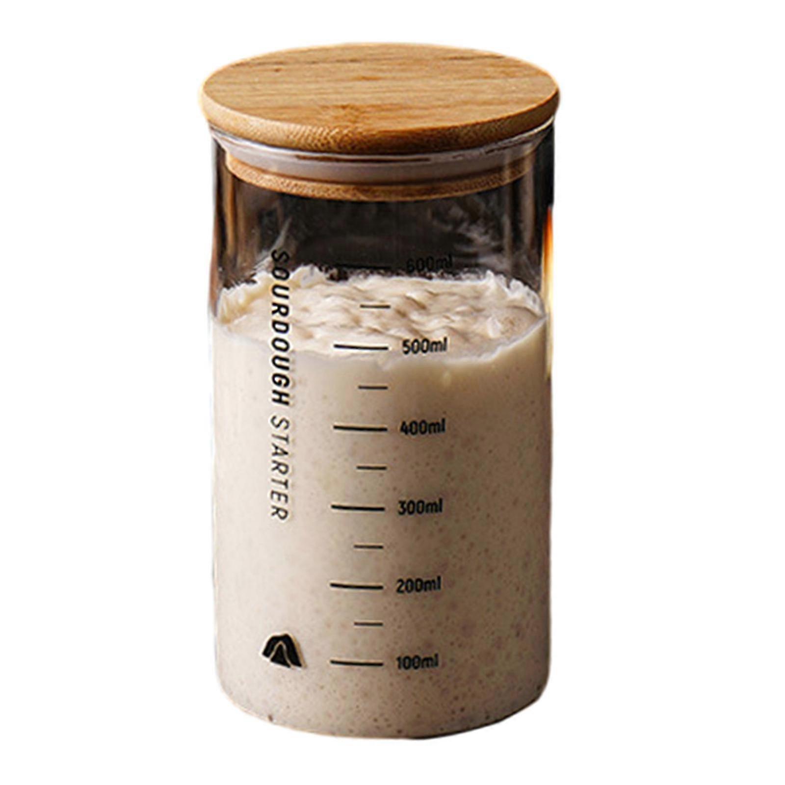 25-26 Pot de démarrage au levain Récipient en verre transparent avec ouverture large et couvercle Pot de fermentation pratique Fournitures de cuisson