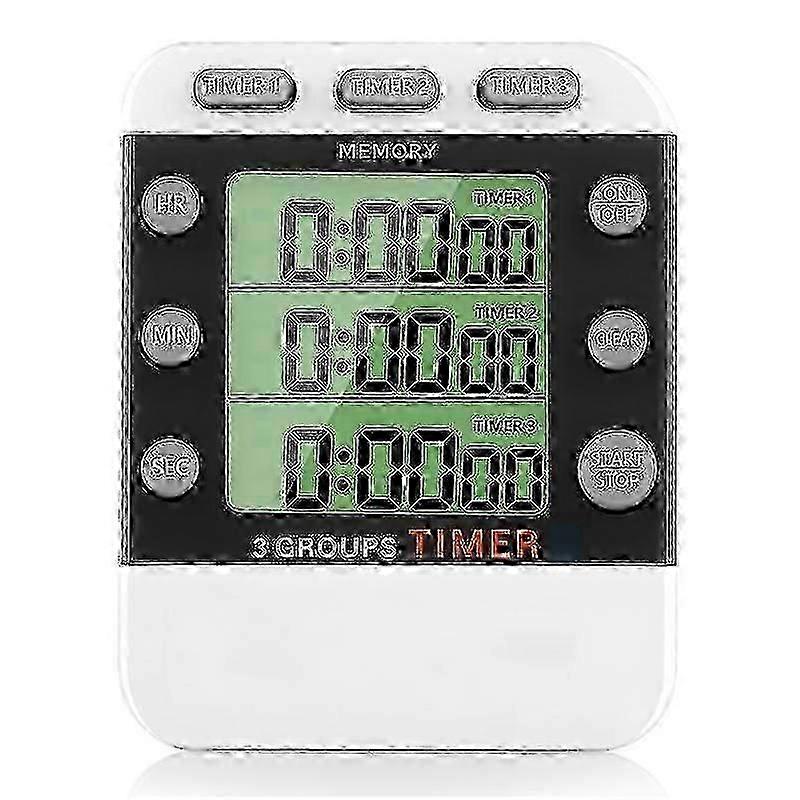 Digital Dual Kitchen Timer, 3 Channels Count Up/down Timer, Triple Cooking Timer, Large Display f54
