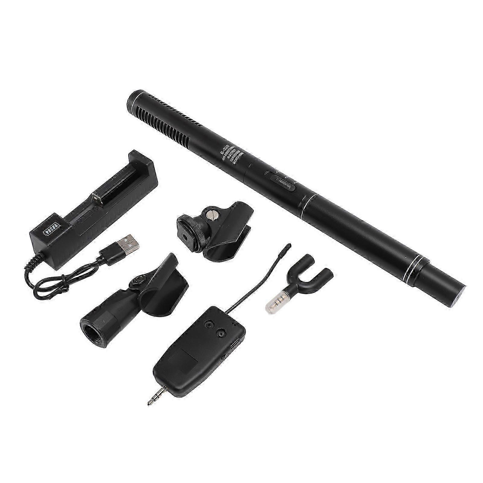Condenser Interview Microphone 2.4G Wireless - Professional Mic for Camera, Phone, Black