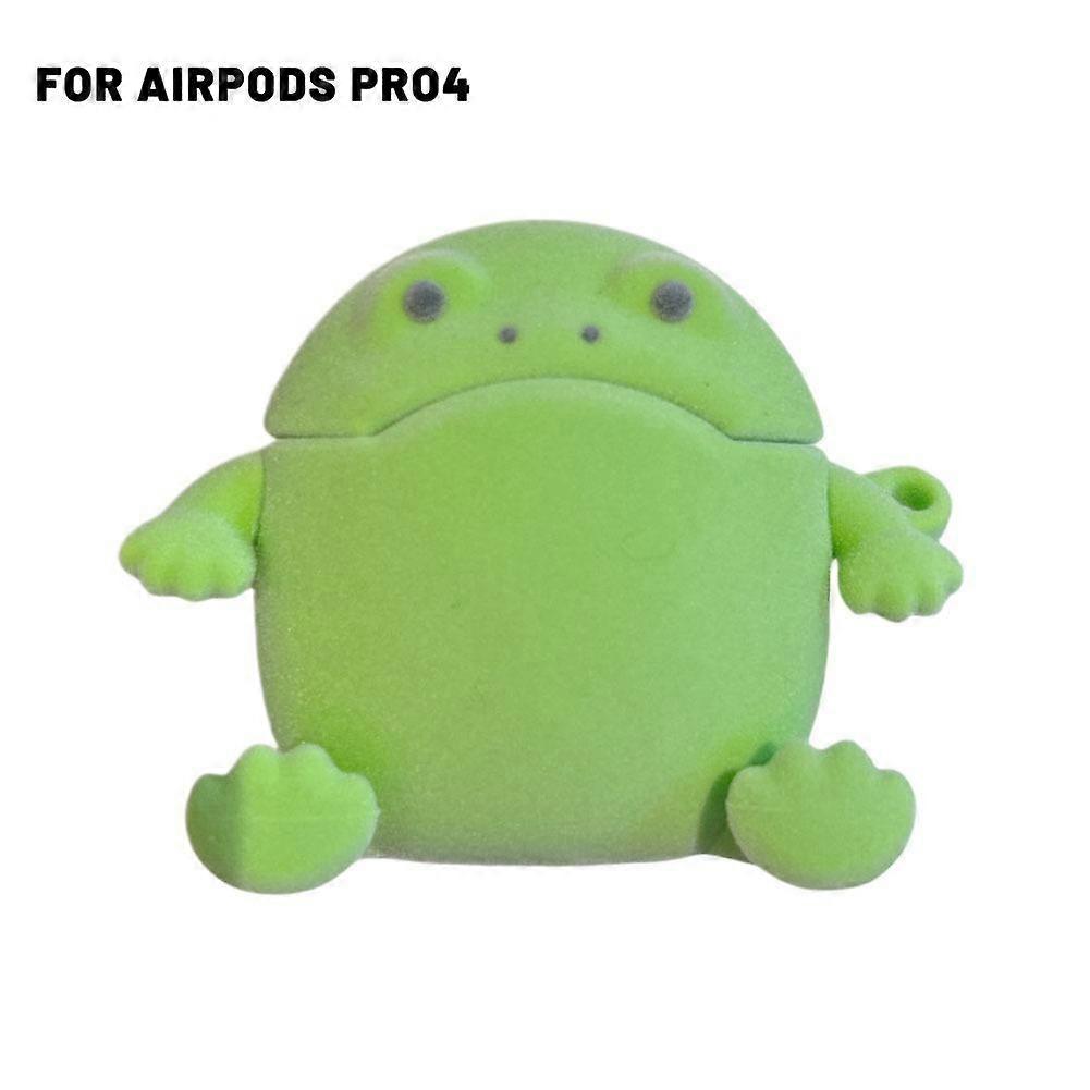 Frog AirPods Case Cute Flocked Design Soft Grip Protective Cover For AirPods 4 Pro 3 Lightweight Portable