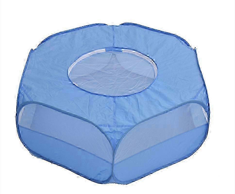 Small Pet Foldable Mesh Fence Pop-Up Tent for Small Animals Blue