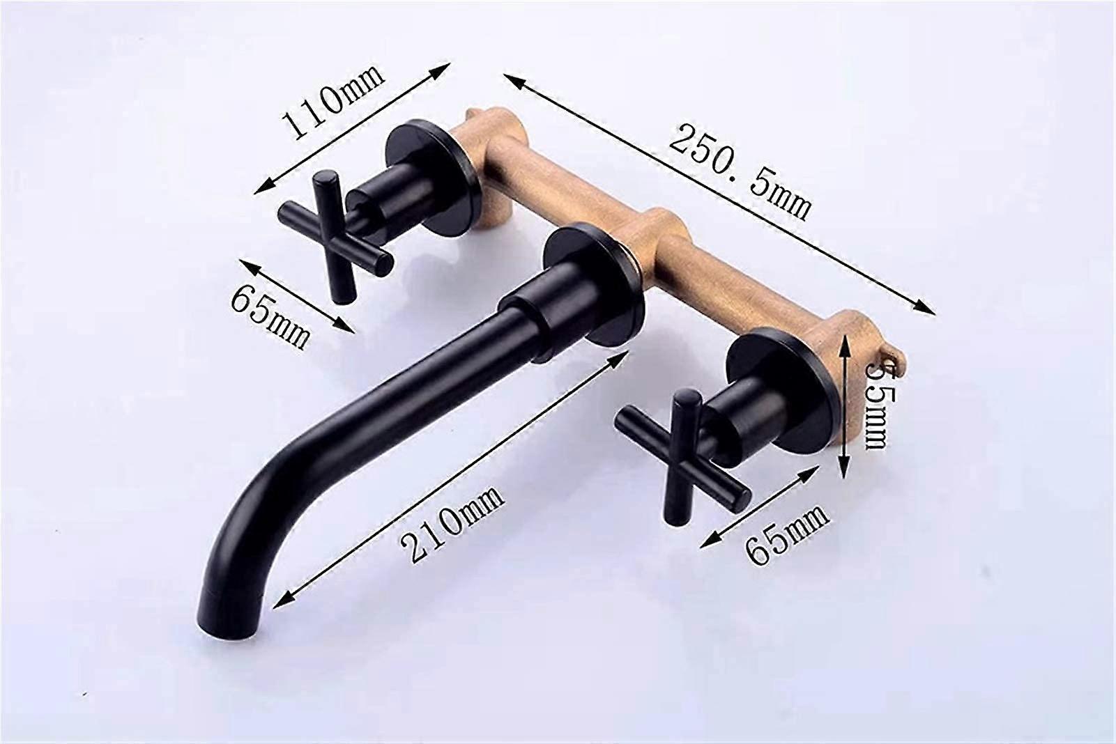 Faucets 3Hole DoubleHandle Brass WallMounted Bathroom Mixer, InWall Basin Tap, White