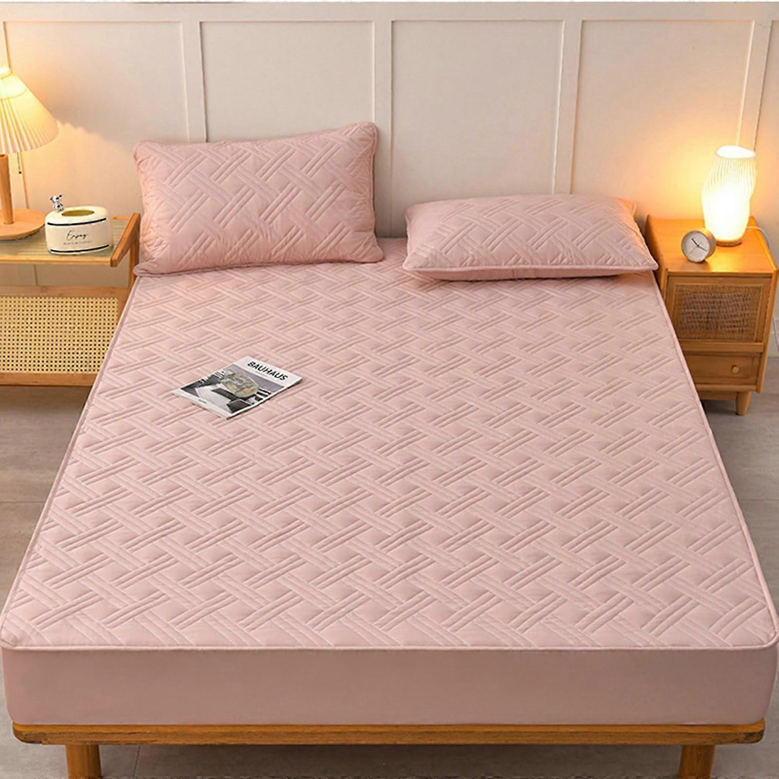 Extra Deep Fitted Super King Sheets Polyester Cotton Solid Pink Deep Pocket 30Cm 180X200Cm