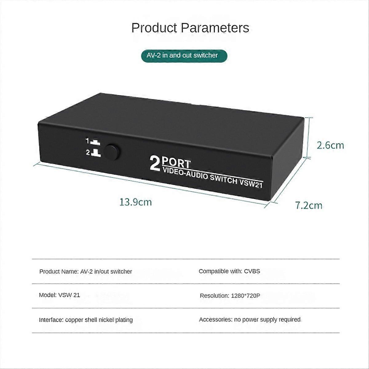 AV Switch Selector Box 2 Port 3RCA AV Audio Video Switch Splitter