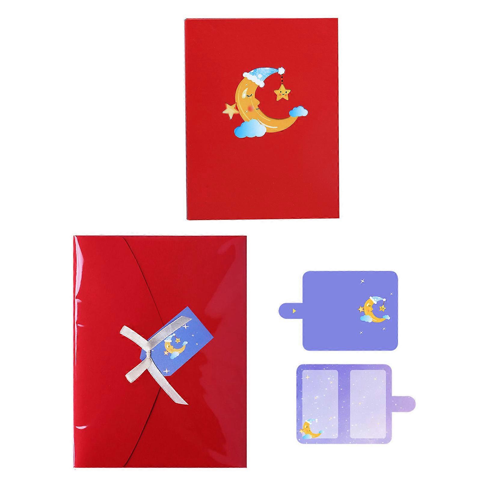 LED Light Up Moon Phase Card Handcrafted Paper  For Anniversary Valentines Home Display Party Invitation Card Multicolor