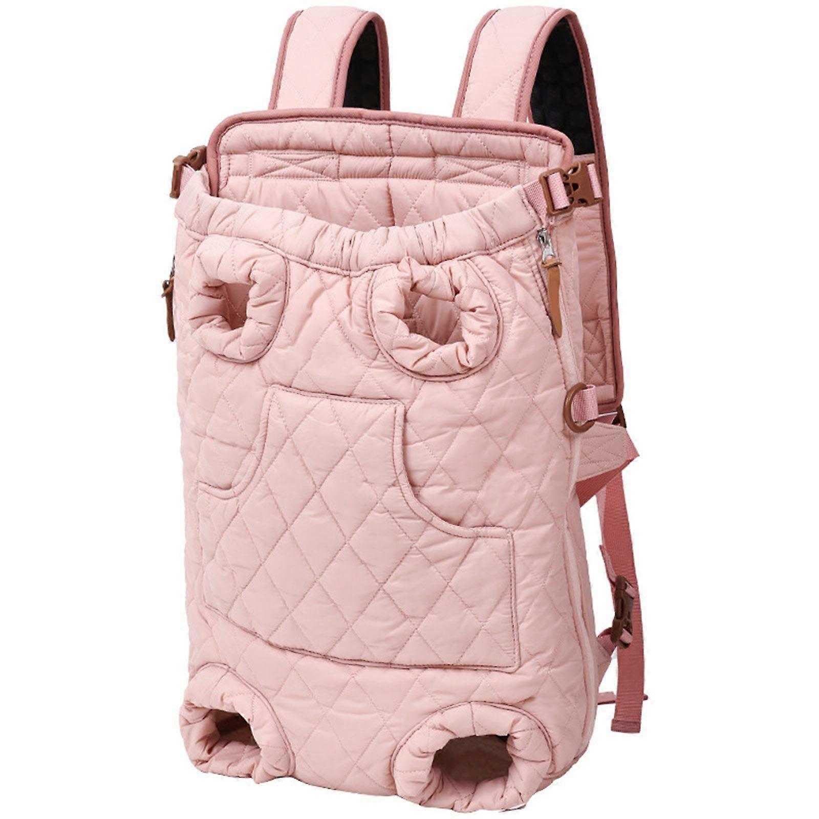 Warm Dog Carrier Backpack For Winter Outdoor Adventures With Comfortable Shoulder Strap for Front Back Design Use  Pink