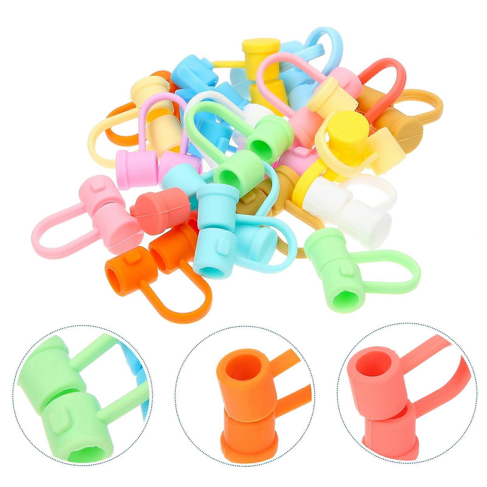 24pcs Reusable Straw Cover Cap Silicone Straw Tip Covers Drinking Straw Protective Caps