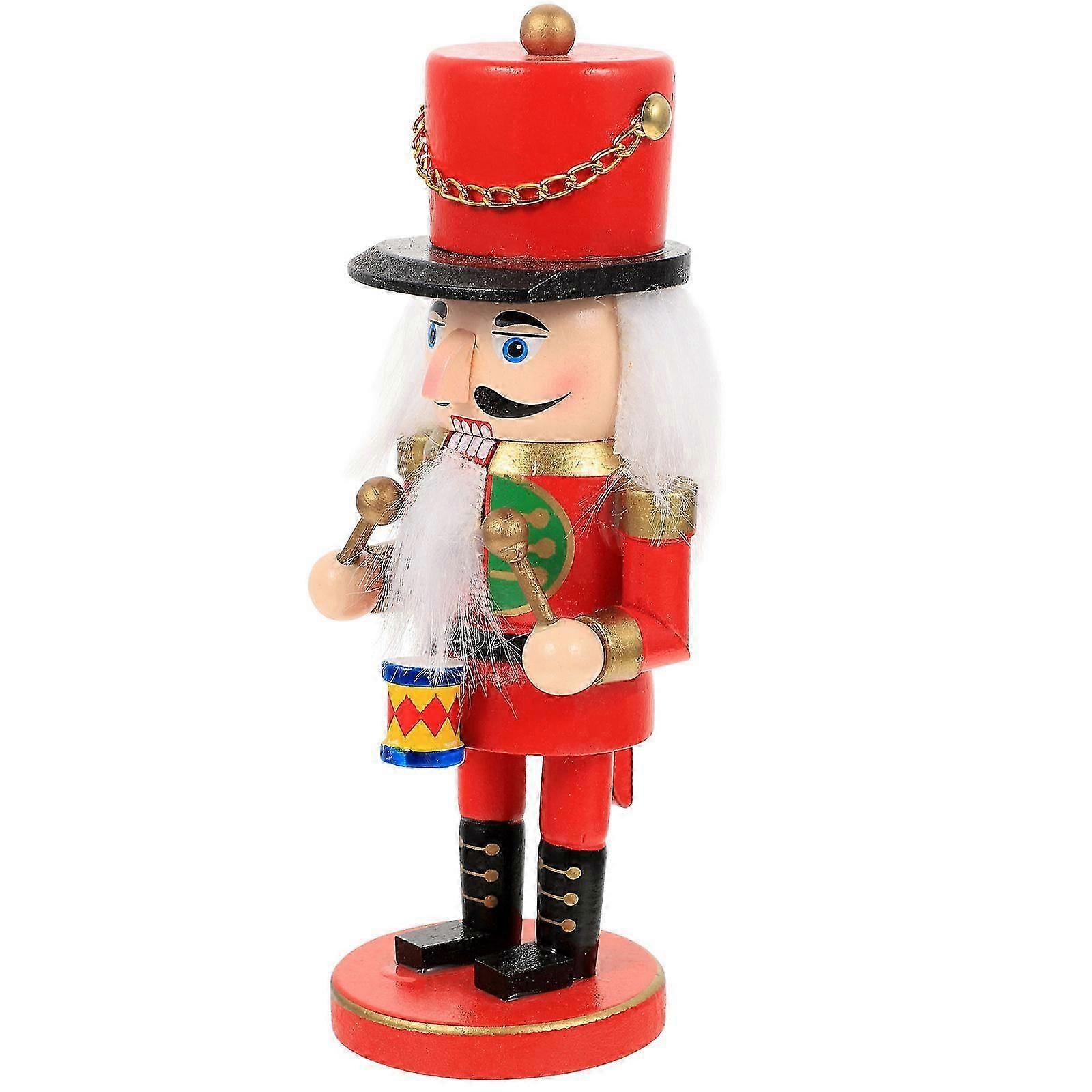 Classic Nutcracker Figure Christmas Ornament Wood Desktop Nutcracker Statue Simple Design 6.48X2.16X2.16in 1Set