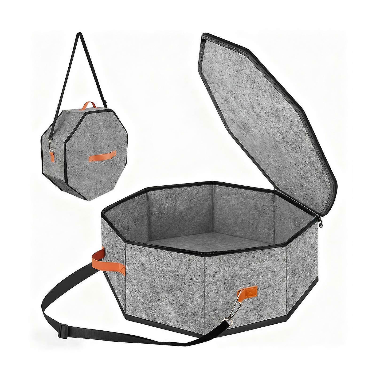 Functional Hat Storage Box Wide Brims Hat Travel Container For Cowboy Wide Brims And Baseball Caps With Double Elastic Strap  Light Grey
