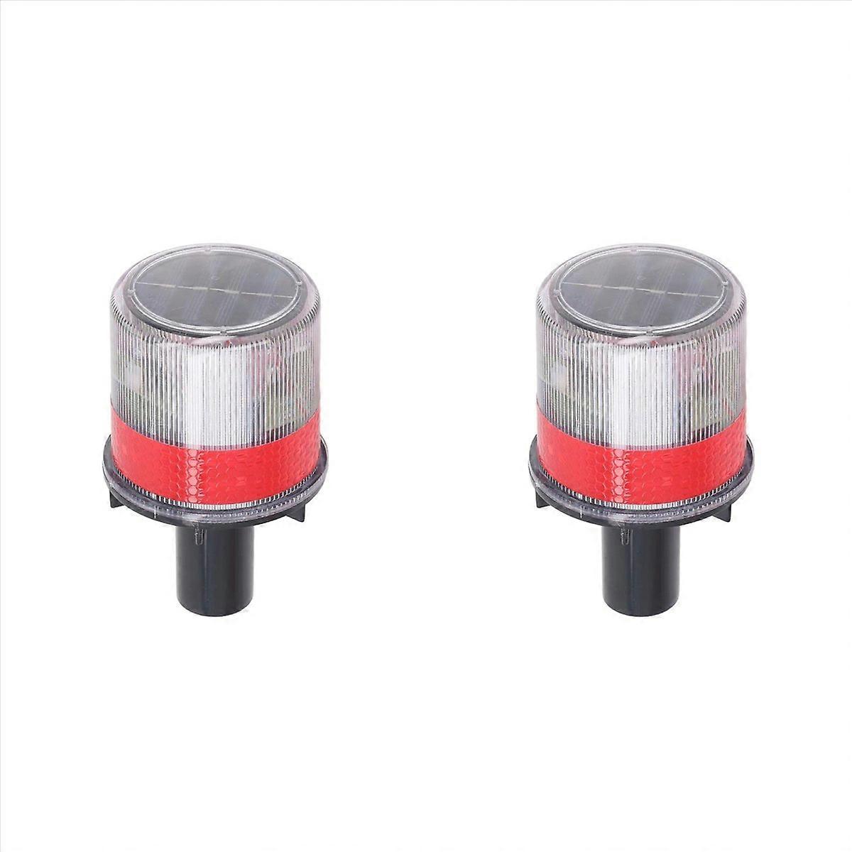 2X Boat Solar Powered LED Strobe Light PC Shell Reflective Waterproof Switch Beacon Warning Light La