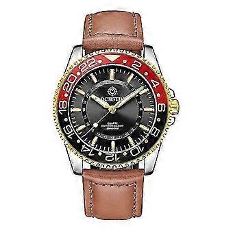 x OCHSTIN 7019G Multifunktionale Quarz-Herrenuhr, wasserdicht, leuchtend, Leder
