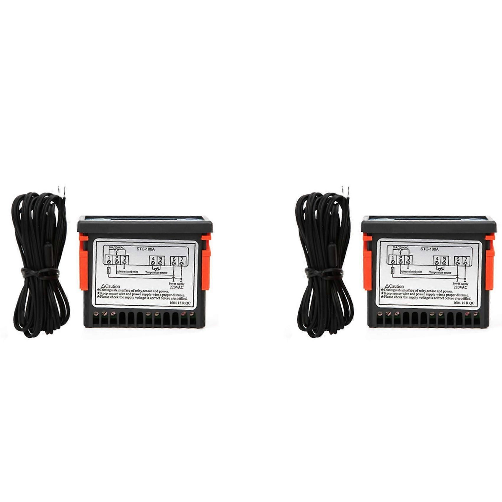 2X STC-100A Temperature Controller Cool Heat Refrigerator Thermostat Regulator Thermoregulator Sensor,AC 220V