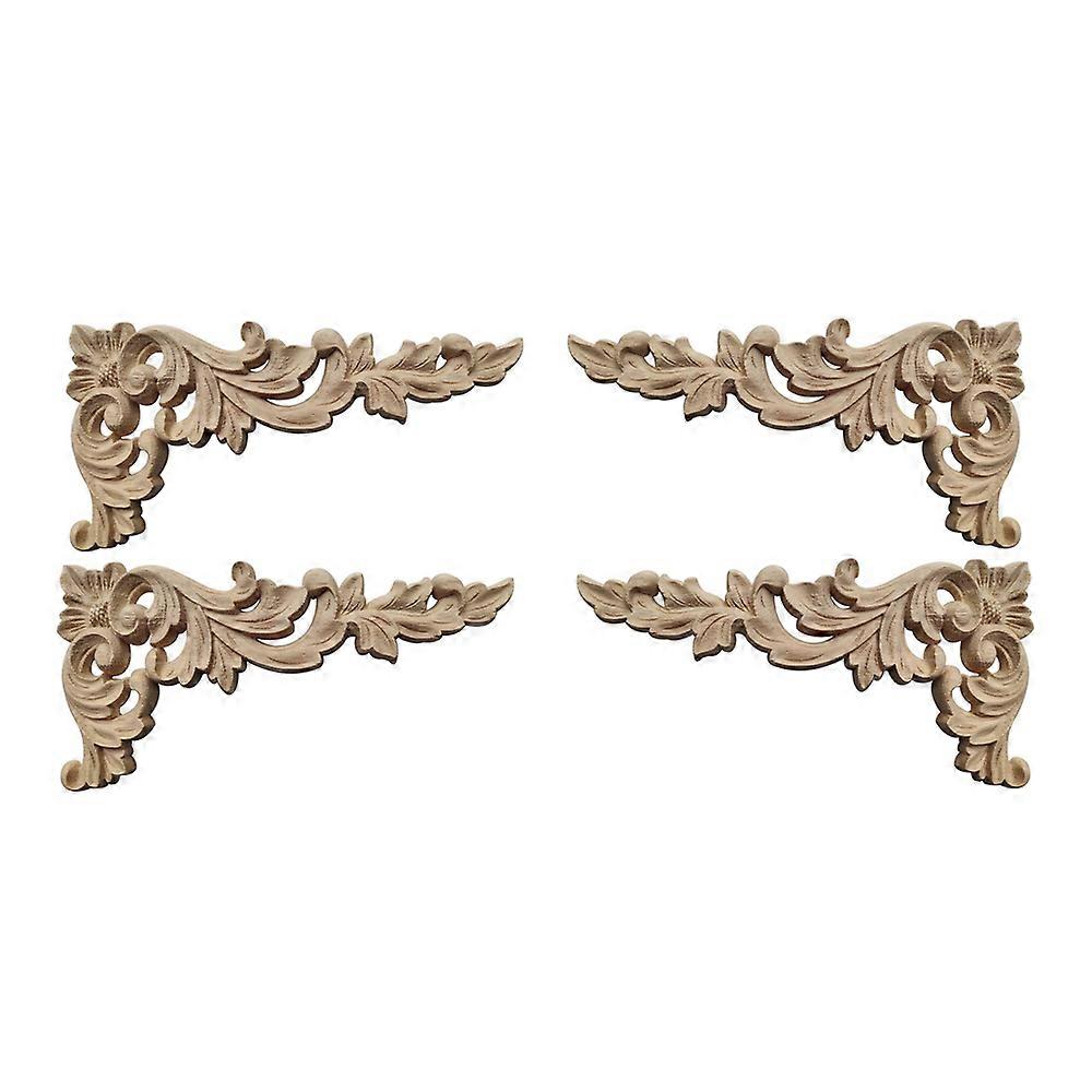 4Pcs/Set Wood Carved Corner Onlay Applique Unpainted Frame Cupboard B