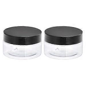 3oz 80ml Round Plastic Storage Jars with Black Screw Lids, Small Reusable Travel Containers, 2pcs