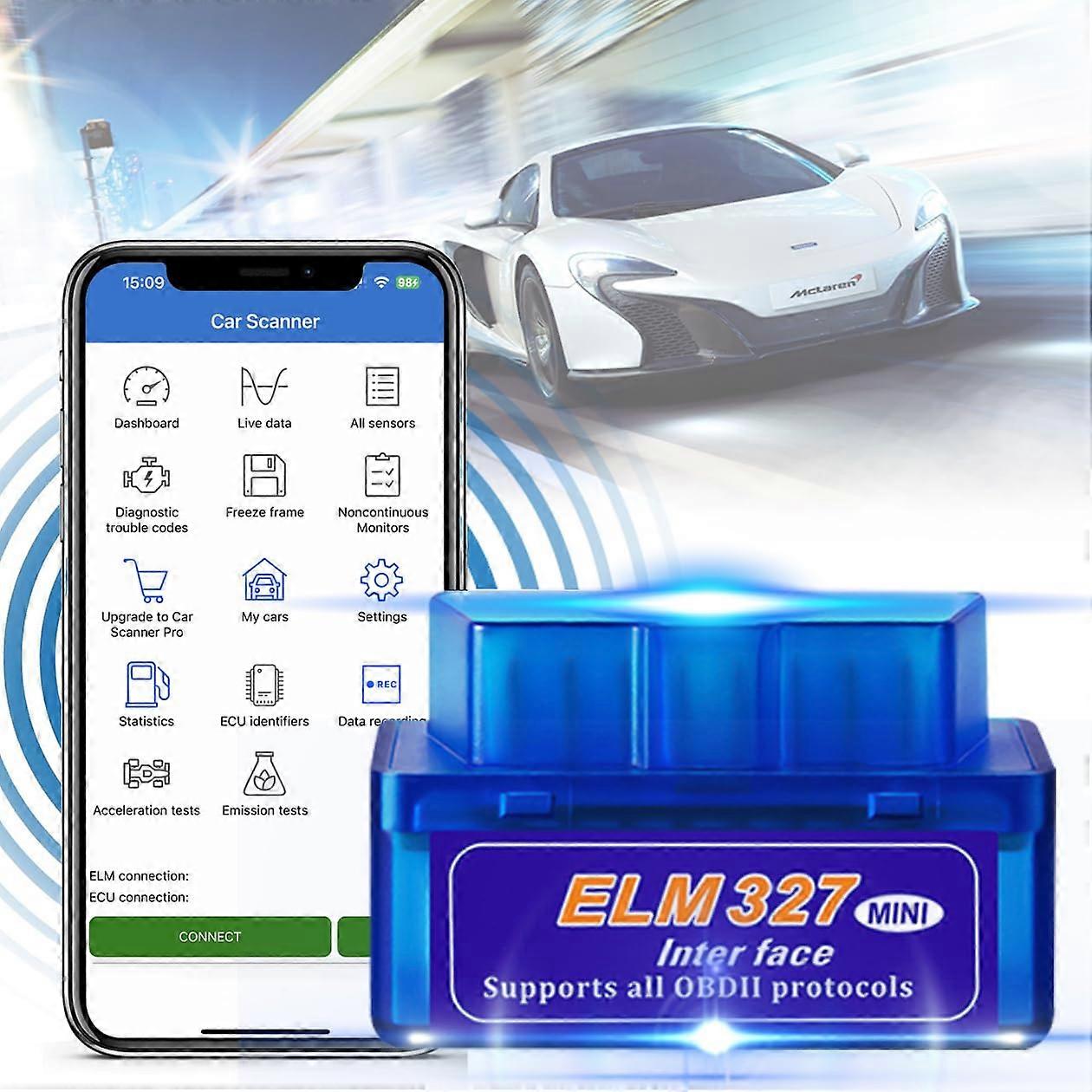 OBD2 Scanner Bluetooth OBD2 Reader with Powerful Engine Diagnostics for iOS and Android Cars