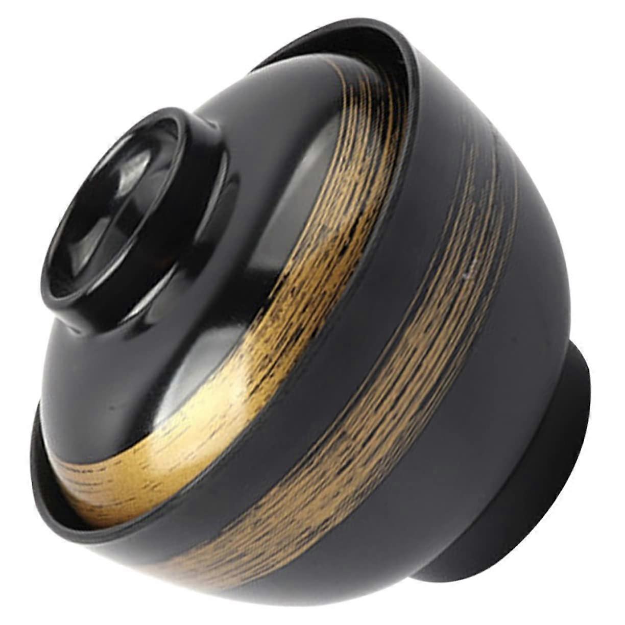 Japanese Lidded Soup Bowl with Heat Retention Lid, Elegant Tortoise Shell Rice Bowl for Ramen and Rice