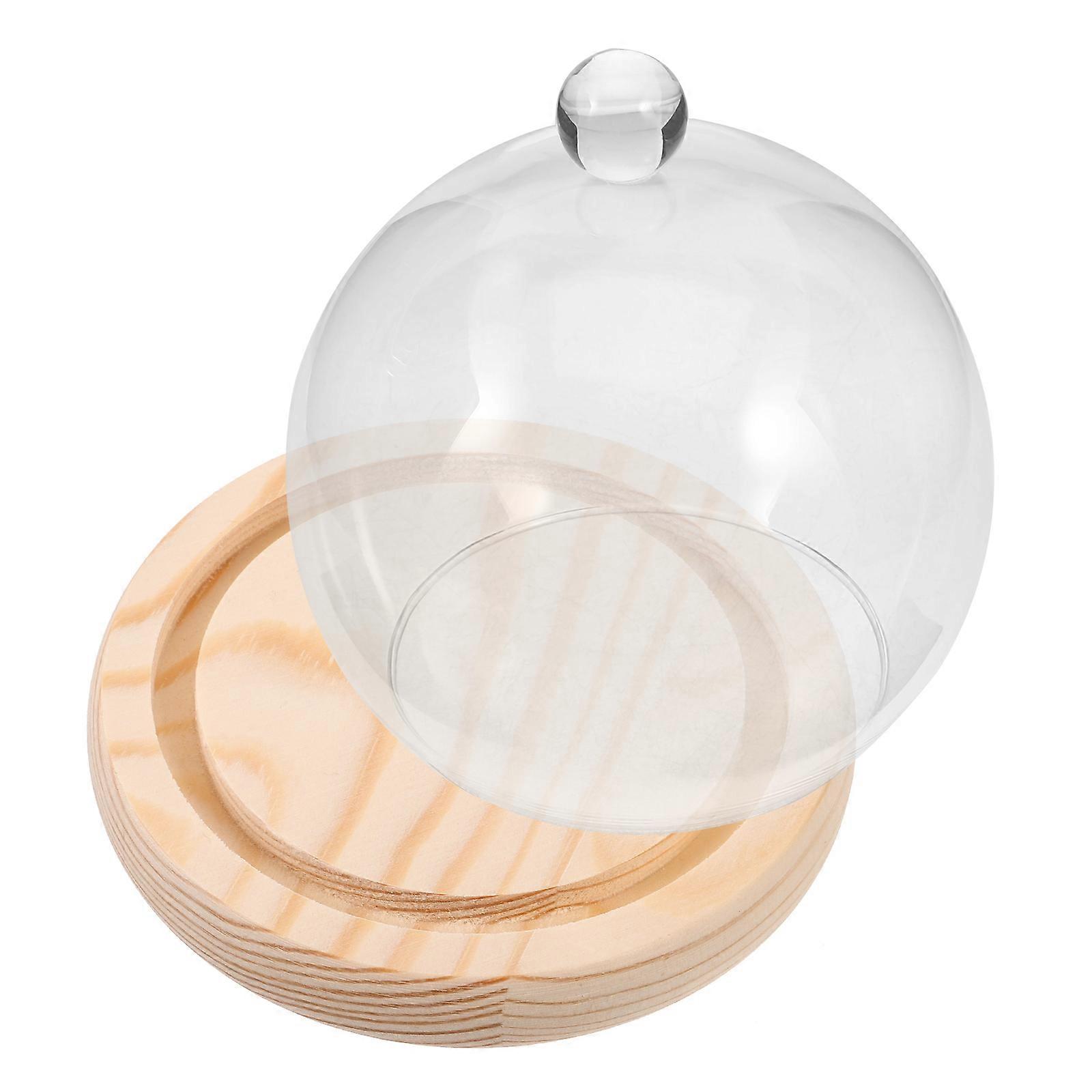 Glass Dome Clear Display Dome with Base for Home Use 5Sets