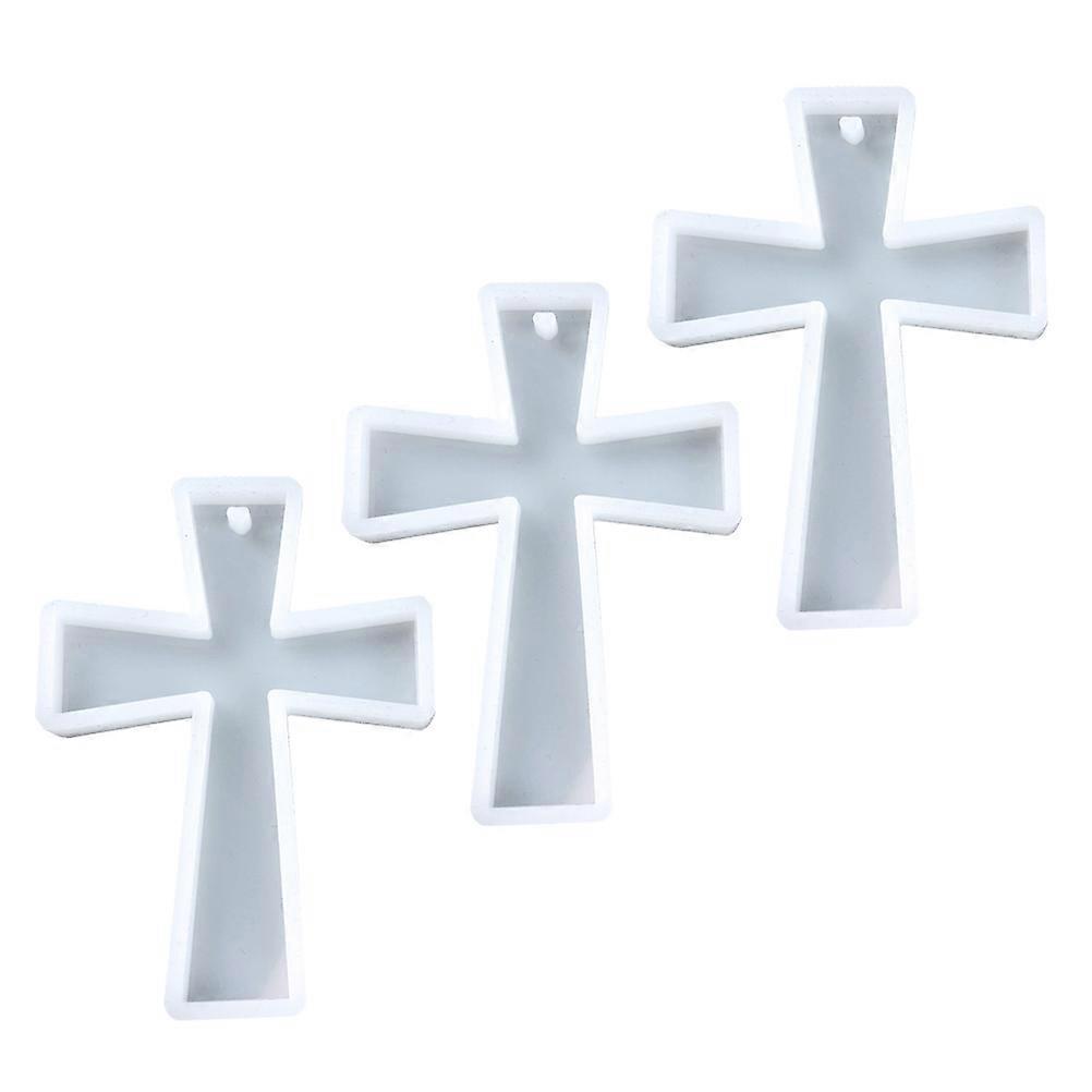 White Silicone Cross Mold for DIY Resin Casting 3Pcs Epoxy Keychain Crafts