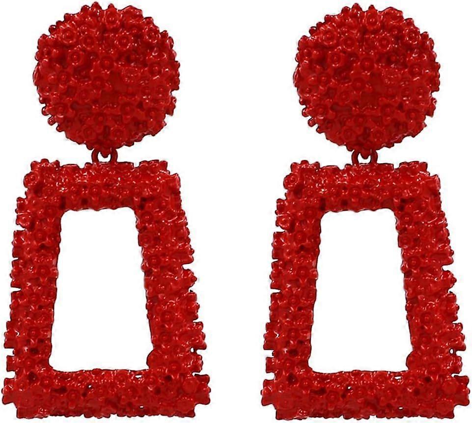 Gold Statement Geometric Dangle Earrings, Big Rectangle Drop Earrings for Women