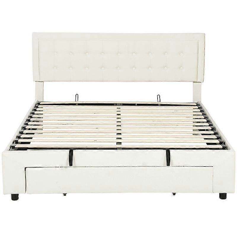King Ottoman Bed Frame with Front Drawer Storage Option