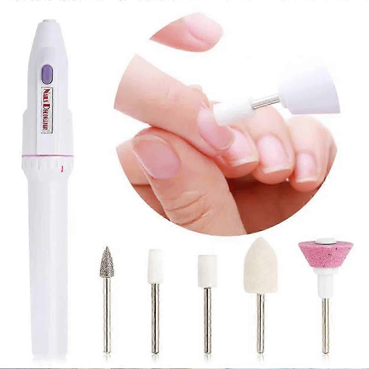 Electric Nail File With 5 Bits White