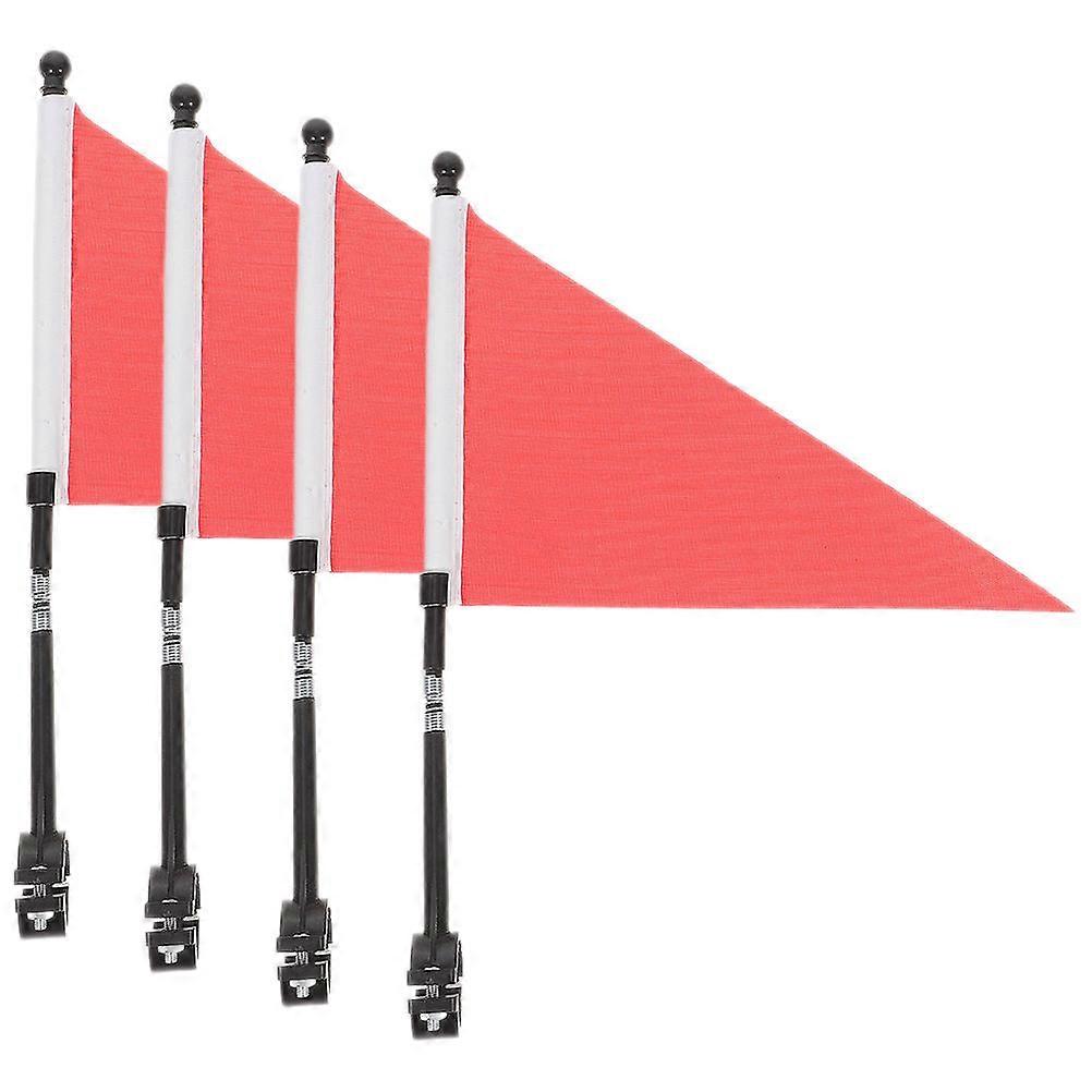 16 Sets of Durable Handlebar Flags 4Pcs Red Polyester Triangular Flags for Bicycles Cyclists Outdoor Activities