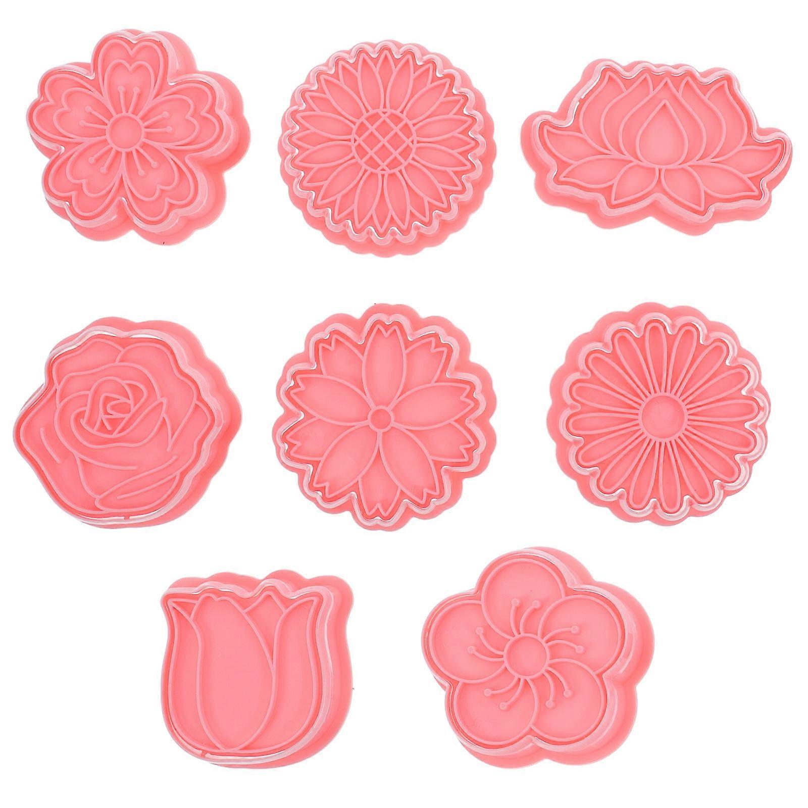 Reusable Mold for Baking with 8Pcs Floral Cookie Molds