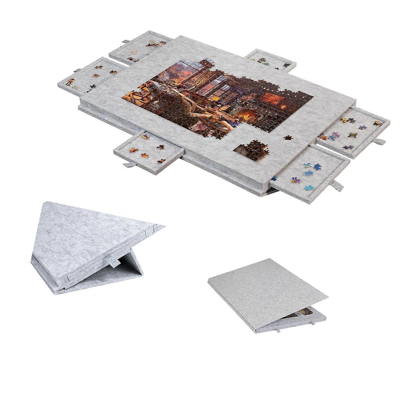 Double Function Puzzle Stand and Protect Combination Includes 6 Drawers for thousand Part Riddles Thin Present Concept Multicolor