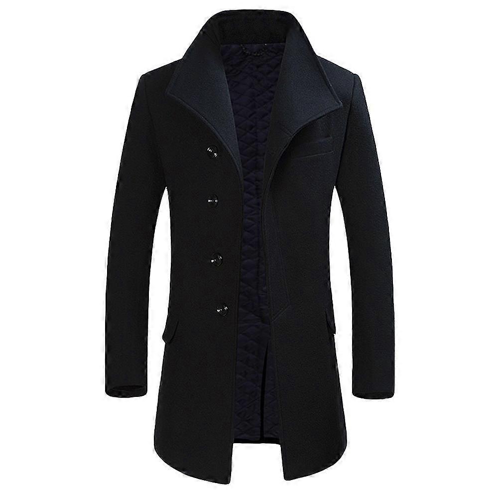 Cloudstyle Men's Thickened Solid Color Lapel Woolen Coat 26s