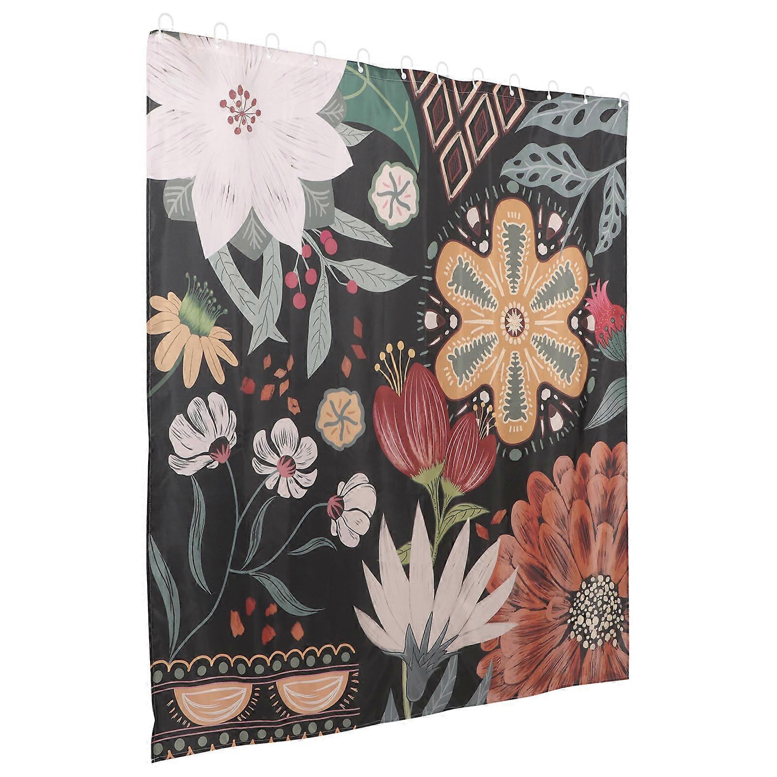 Waterproof Shower Curtain Tropical Leaves Pattern for Bathroom Use 1Set