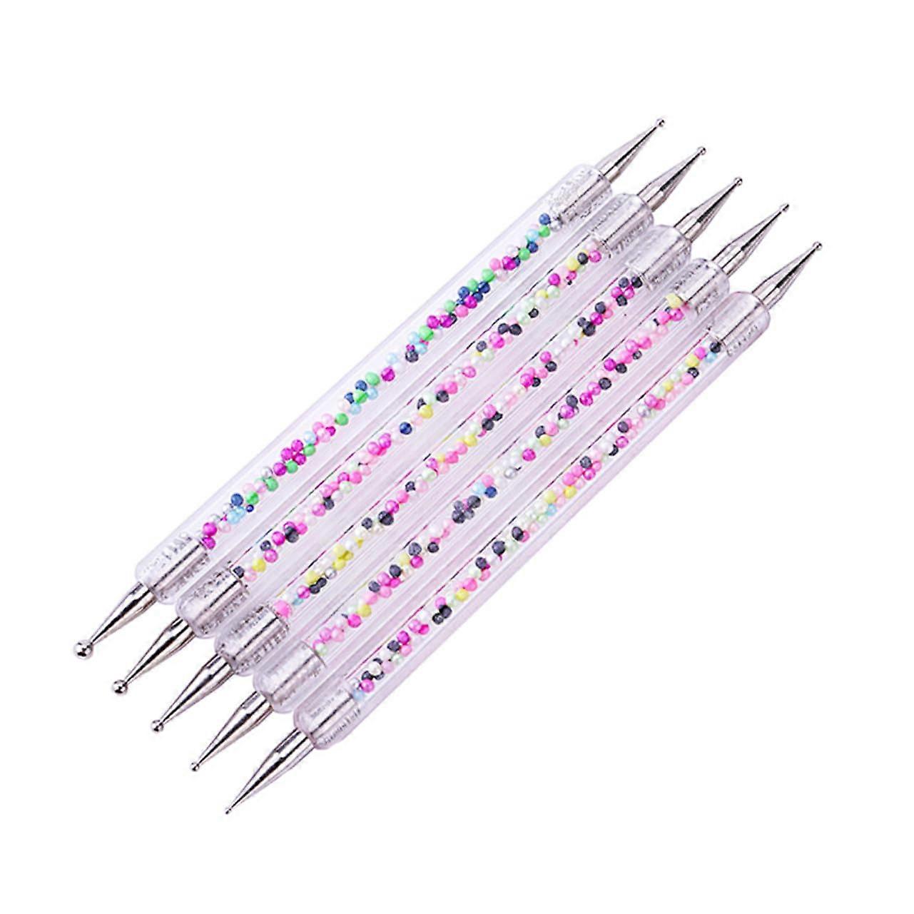 5pcs DoubleEnded Nail Art Dotting Tools with Rhinestone Picker Stainless Tips for Manicure