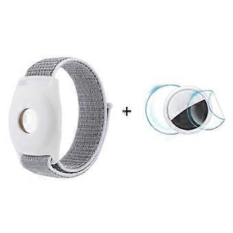 For Apple AirTag Bluetooth-compatible Tracker TPU Case + Loop Fastener Nylon Bracelet Strap, with Fr