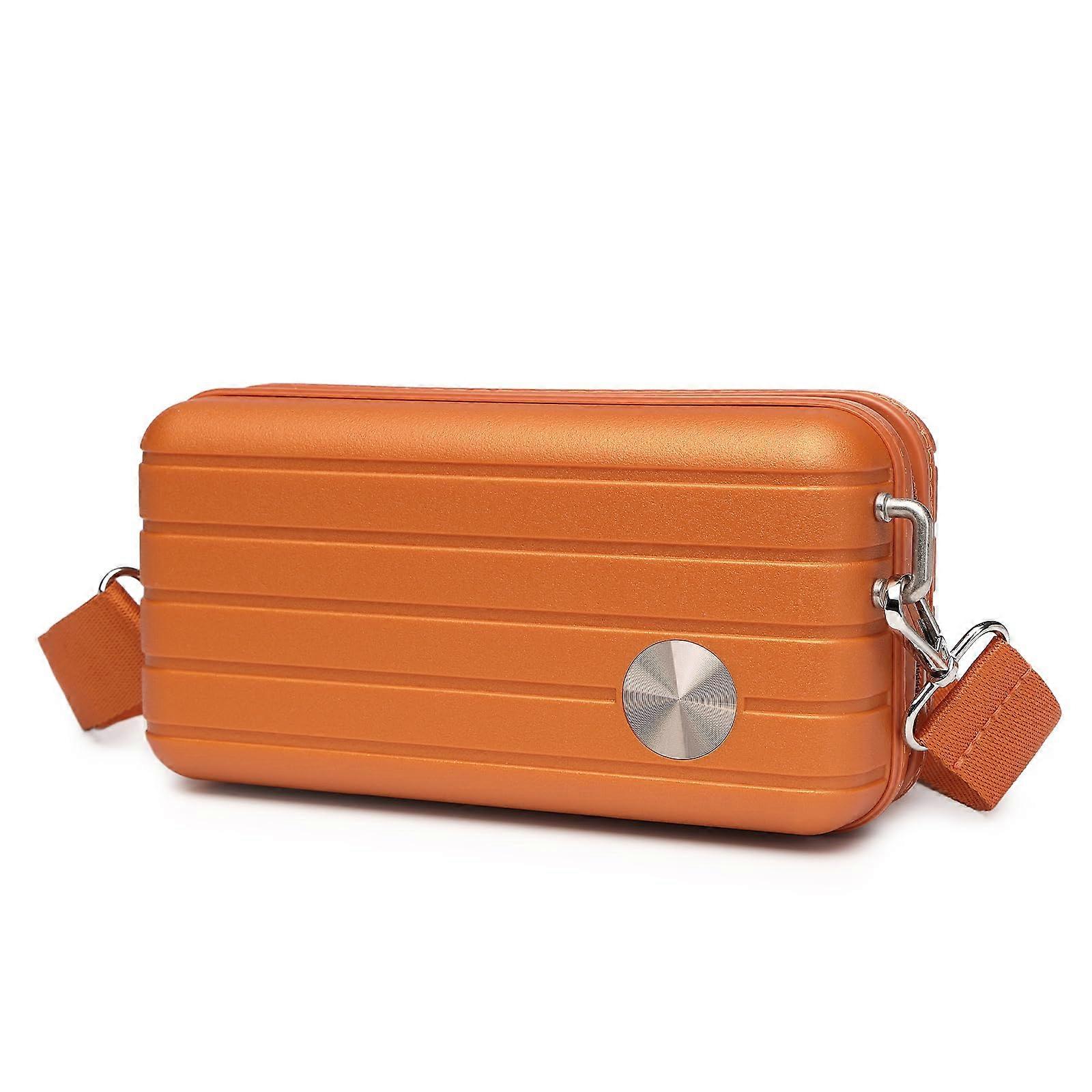 Hard Shell Crossbody Bag Waterproof Mini Suitcase Handbag with Adjustable Strap Sunset Orange