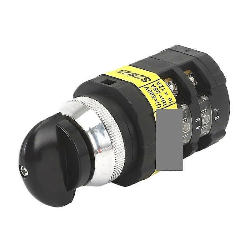 Rotary Cam Switch 25A 2 Pole 3 Position with Durable Black Handle and 8 Screw Terminals