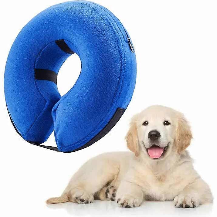 Dog Recovery Collar Soft Inflatable Adjustable Donut Cone for PostSurgery Pets M Washable