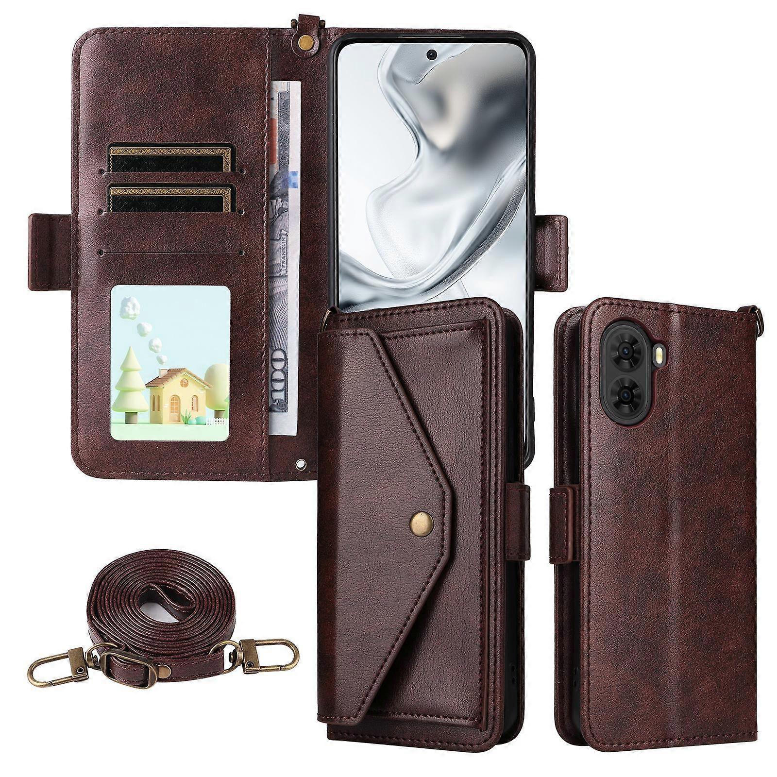 Multi-card Slots Crossbody Cowhide Leather Phone Case