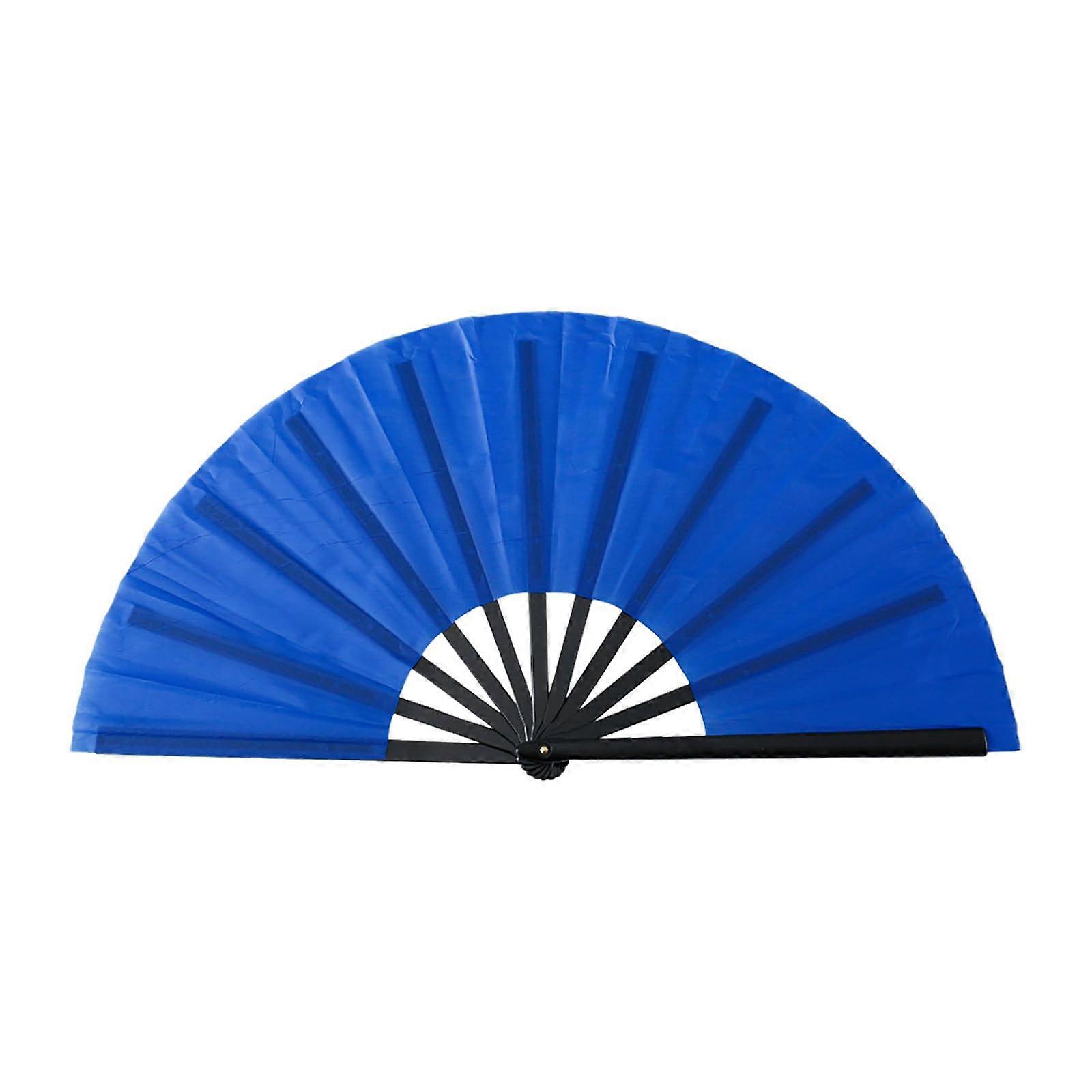 Extra Large Blue Folding Paper Fan 38cm for Events Festivals Stage Performances with EyeCatching Pattern