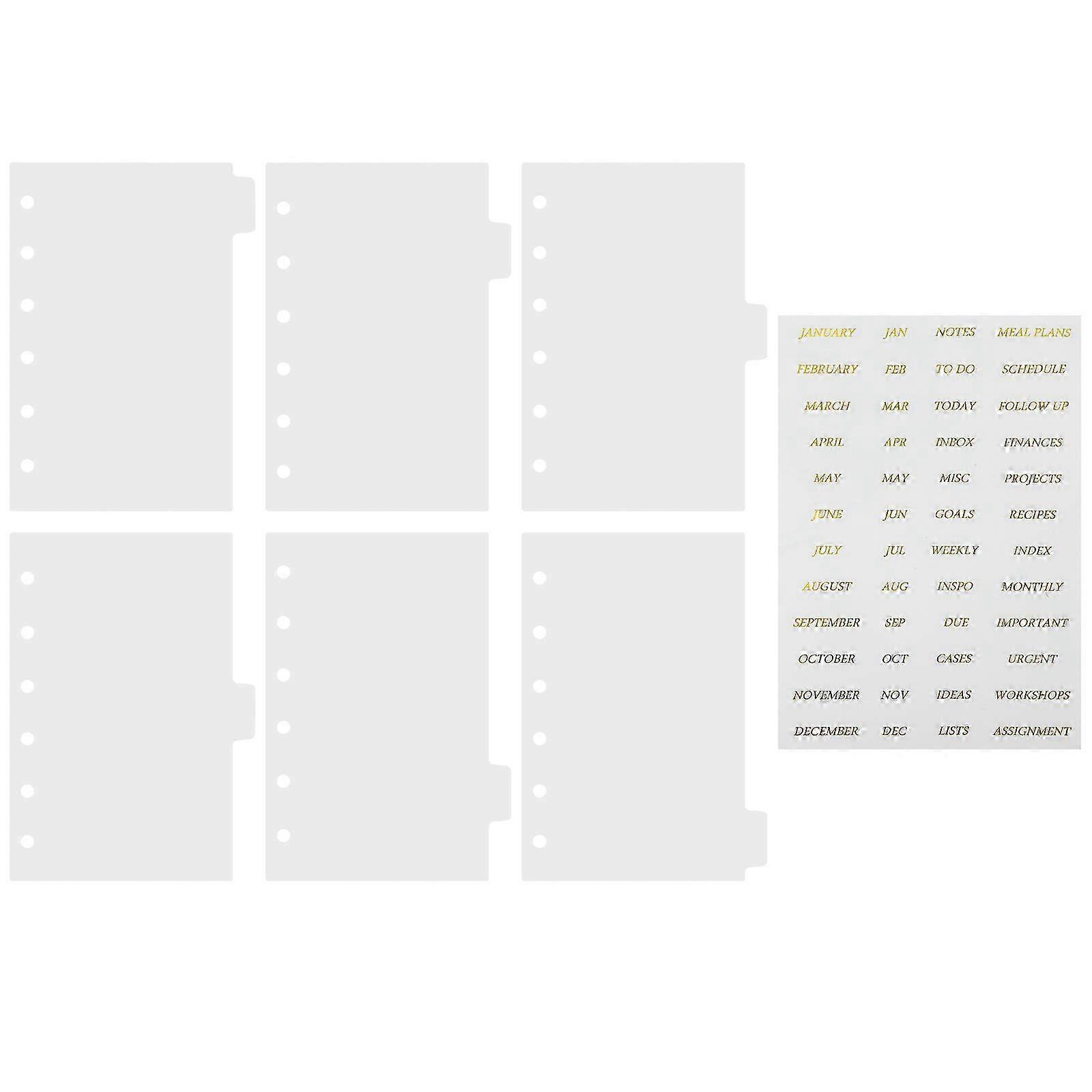 Loose Leaf Notepad Dividers Binder Index Divider Transparent Rectangular Writable Tabs For Notebooks Files Books Planners Indexing 1Set