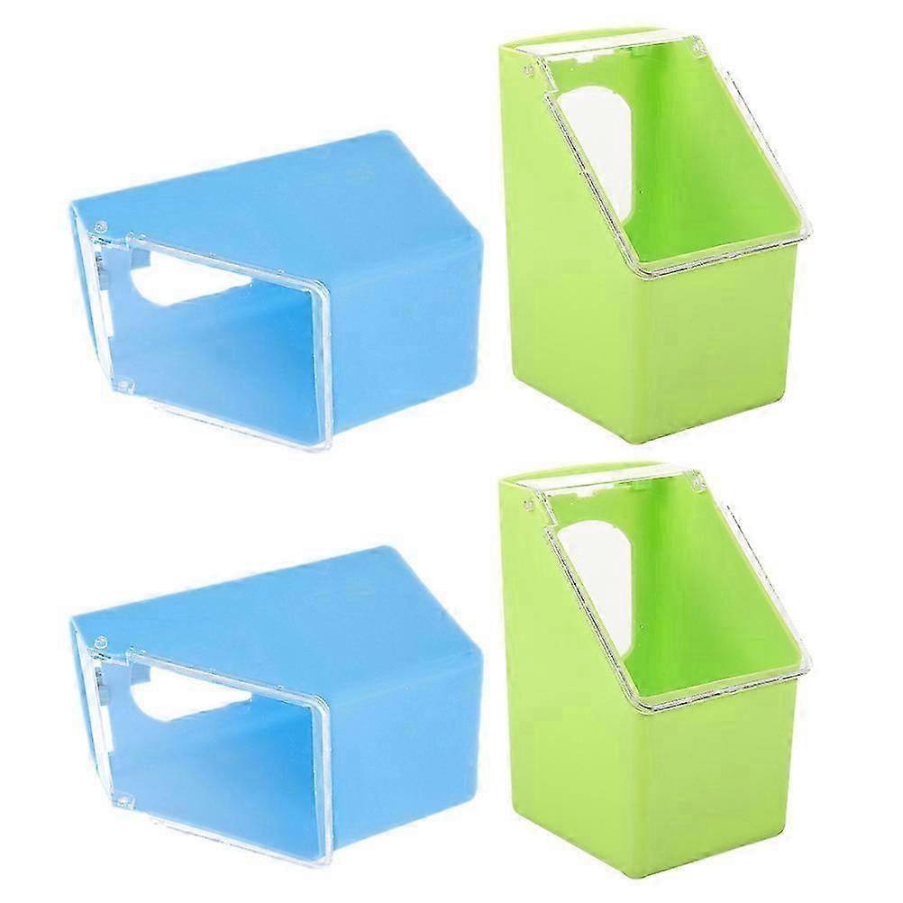 Cage Plastic Parrot Feeder Quail Cage Feeder Pigeon Supply Green Rectangular Large Capacity 4Pcs