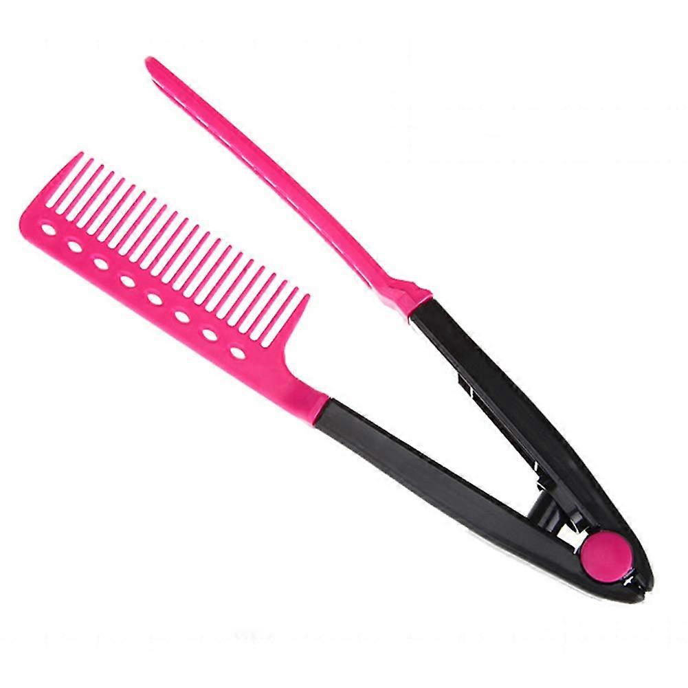 V Shape Hair Cutting Guide Comb for DIY Salon Styling, Foldable Washable Plastic, Pink