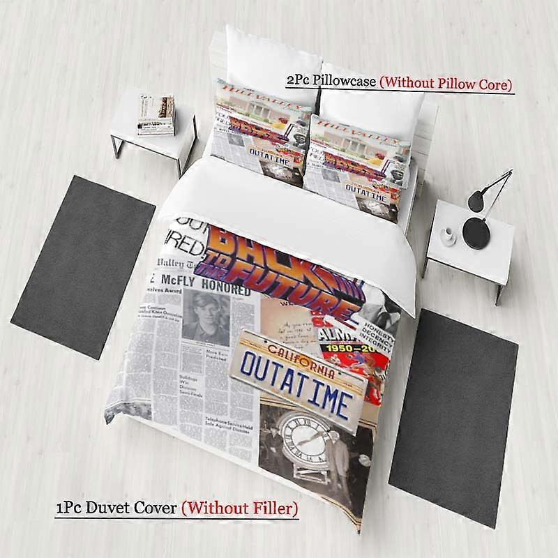 Back to The Future Movie Classic Elements Collage Pattern Three-Piece Set Soft And Comfortable bedding