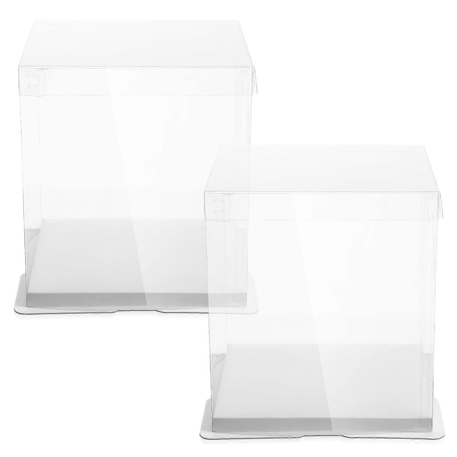 Clear Birthday Cake Box for Cake Storage 2Pcs Transparent Packaging