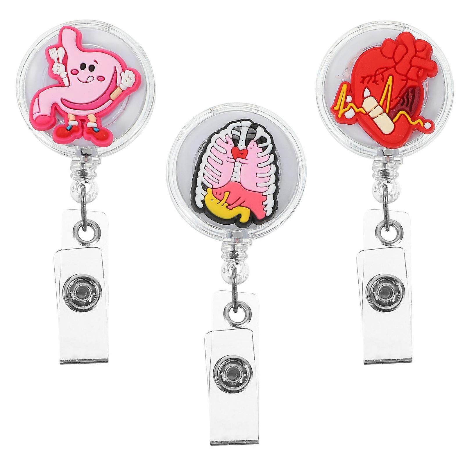 3Pcs Retractable Nurse Badge Holder Clip with Comfortable PVC Material