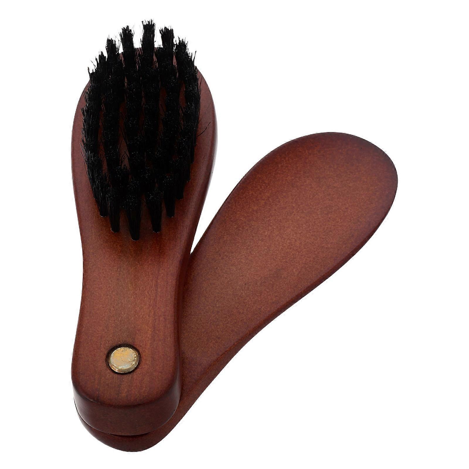 Brown Wool Coat Brush for Lint and Shoe Cleaning with Foldable Feature