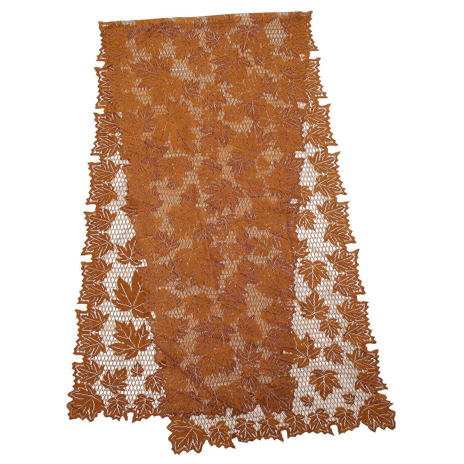 Brown Lace Table Runner for Thanksgiving Day Table Decor 5Pcs Set