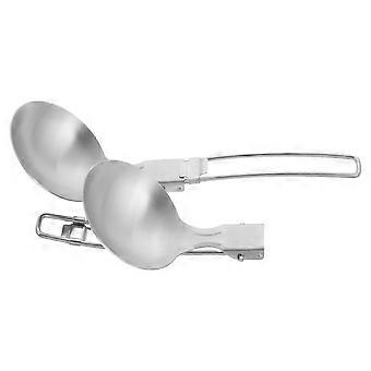Stainless Steel Outdoor Spoon Foldable Cooking Ladle Utensil 2Pcs for Camping