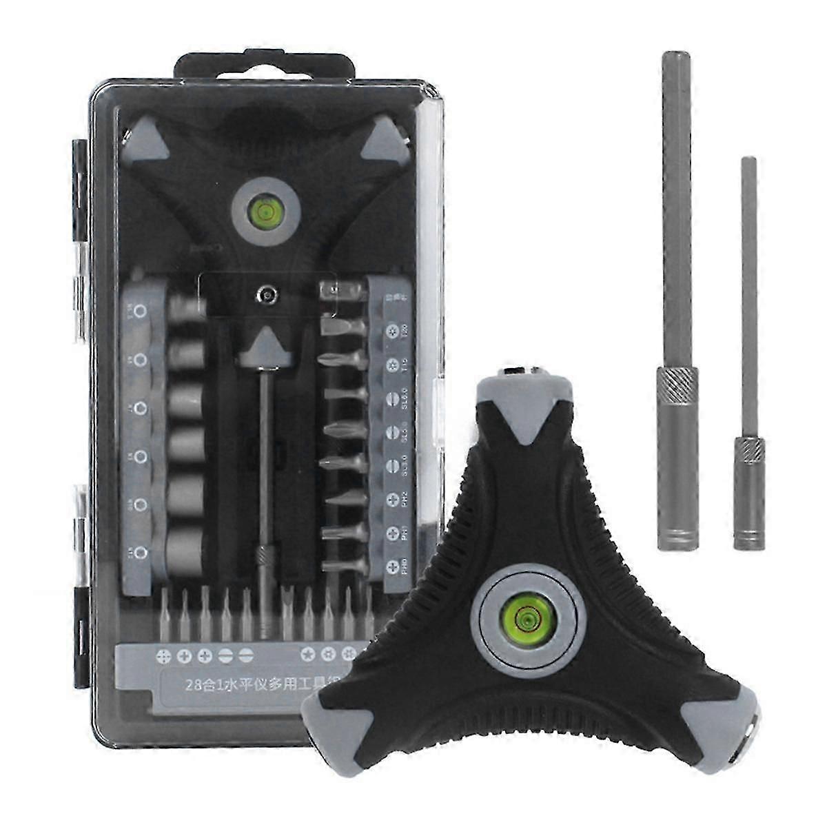 28-in-1 Special Shaped Screwdriver Set Multi-Function Level Gauge Tool Kit